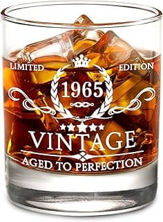 AOZITA 60th Birthday Gifts for Men - 60th Birthday Decorations for Men, Party Supplies - 60th Anniversary, Bday Gifts Ideas for Him, Dad, Husband, Friends - 11oz Whiskey Glass