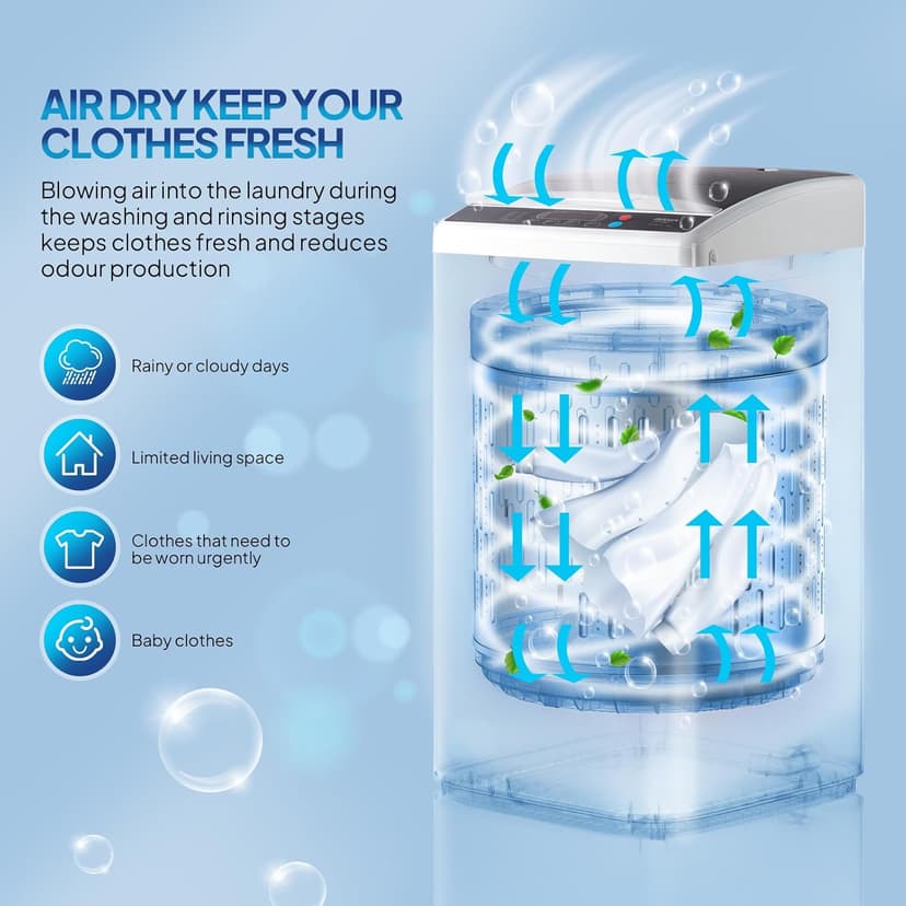 ROVSUN 25LBS Portable Washing Machine, Full-Automatic Electric Laundry Machine with Stainless Steel Drum, Compact Washer and Spin Dryer Combo with Drain Pump for Home, Apartment