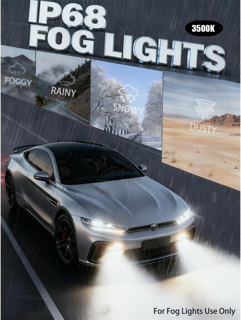 Termitor H11/H8/H9 & 9005/HB3 Light Bulbs Combo, 100,000LM 12X Ultra Brightness, Real 1:1 Mini Size, 6500K White 85000Hrs Long Life with Cooling Fan, 9005 H11 Fog Lights, Plug and Play, Pack of 4