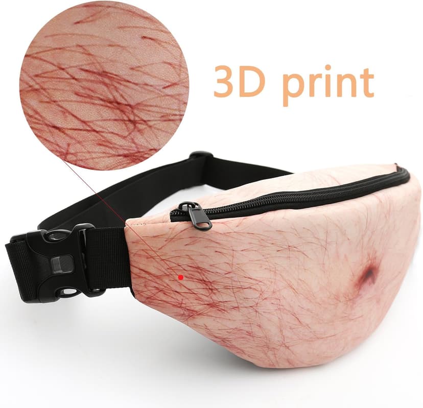 Funny Gifts White Elephant Gifts, Wisedom Gag Gifts Dad Bag Fanny Pack & 3D Beer Belly Waist Pack Waterproof For Women Men Christmas Stocking Stuffers for Men (Thin Hair)