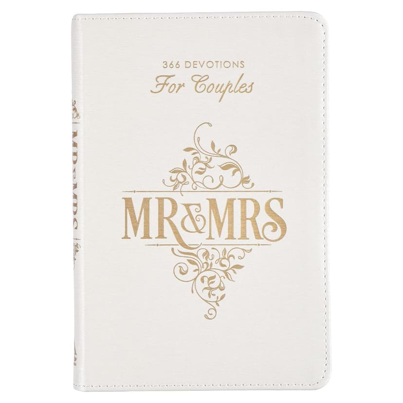 Mr. and Mrs. 366 Devotions for Couples - White Faux Leather Devotional Gift Book for Bride and Groom, Engaged 1642729647