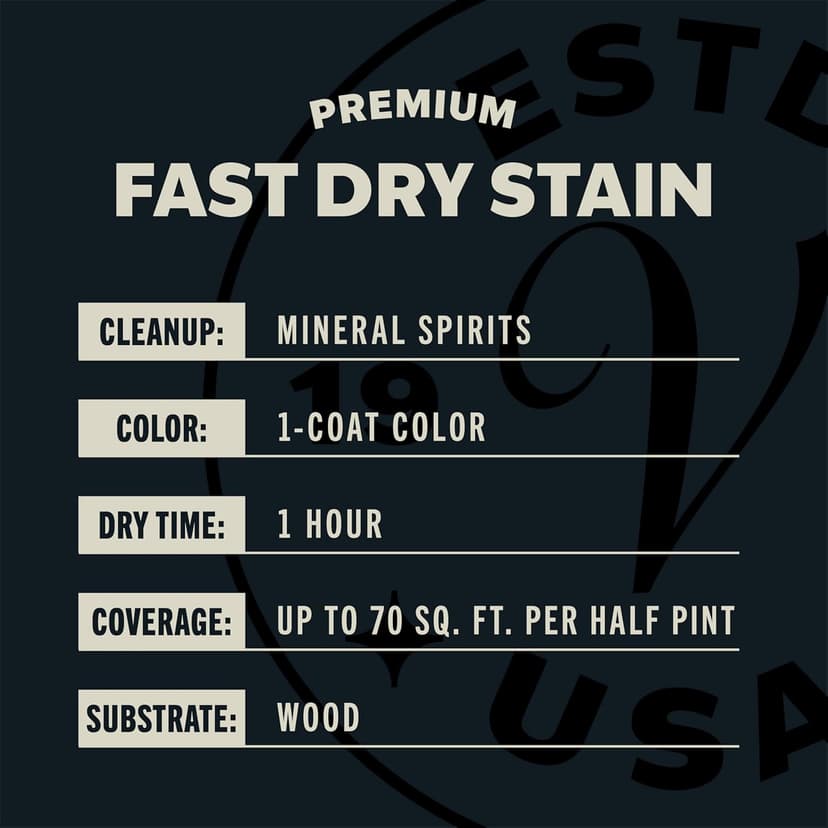 Varathane Premium Fast Dry Wood Stain | 1 Hour Dry Time | 1 Coat Color | Interior Wood Stain | Furniture, Cabinets, Doors, Trim | Half Pint | Dark Walnut