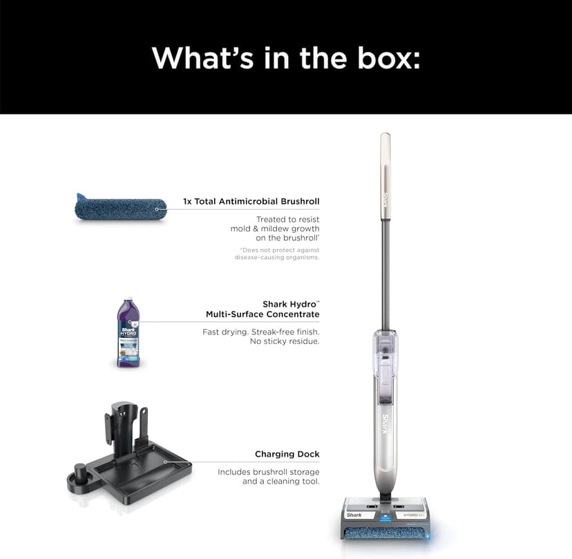 Shark HydroDuo with Dirt-Reveal Technology, Cordless, Everyday Hard Floor Cleaning System, Wet & Dry Debris Pickup, Mops & Scrubs All at Once, Hardwood, Tile, Laminate & Stone, Stone Metallic, WW201