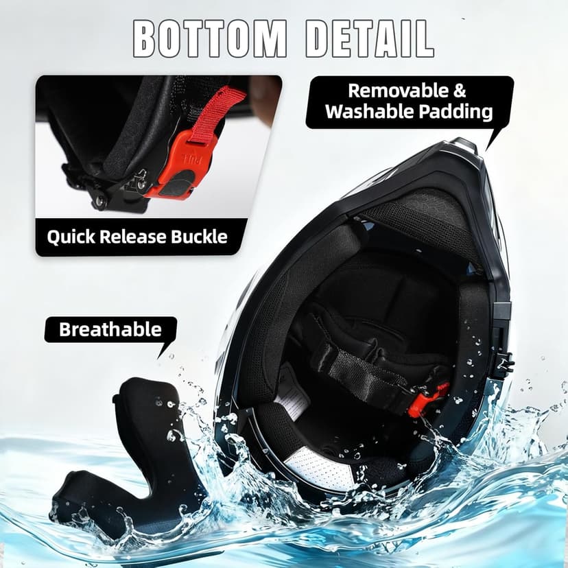 TRIANGLE Dual Sport Motorcycle Helmet Dirt Bike Helmets ATV Full Face Helmet for Adults Men with Internal Sunshield DOT Approved