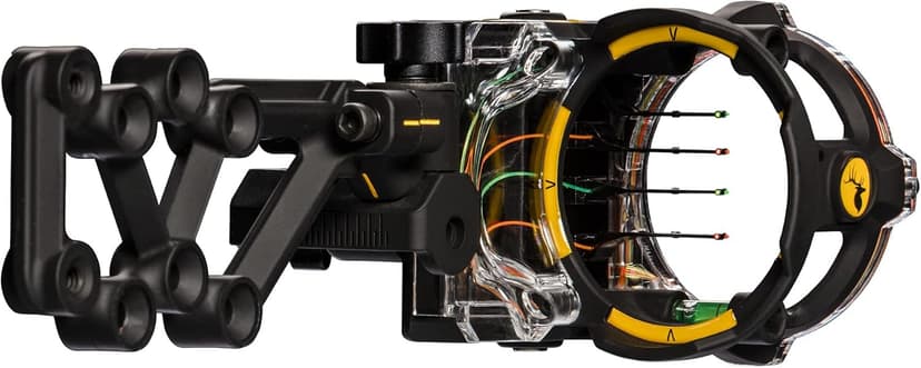 Trophy Ridge React H4 Bow Sight - 4 Pin Sight, Tool Less Windage and Elevation Adustability, 2nd Axis Leveling, Adjustable Click Light