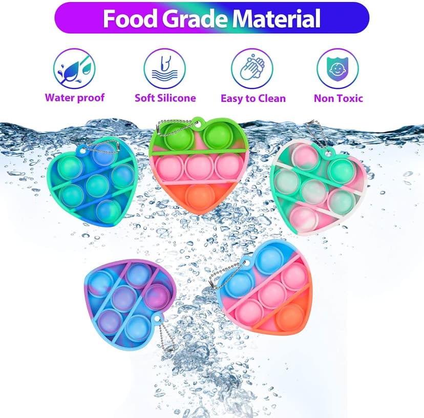 Valentines Day Gifts for Kids Classroom Prizes Student Mini Pop Keychain It Small Fidgets Birthday Goodie Bag Stuffers Filler Heart Pop Fidget Toys Bulk Its Valentine Party Favors for Kids 30 Pack B0BJNQMM9T