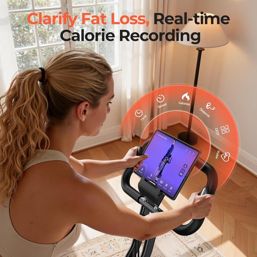 Pleny Folding Exercise Bike, 5 IN 1 Stationary Bikes for Home 6.6 LBS Flywheel, 330LB Weight Capacity Back Support Cushion Indoor Workout Cycling Bike for Home Gym