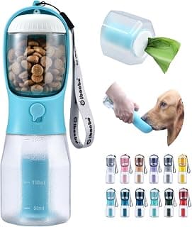 Feeding & Hydration & Waste All in One | Travel Puppy Water Bowl | Portable Pet Dispenser | Dog Gifts | for Walking Beach Cibaabo Dog Water Bottle with Food Container & Poop Bag Holder & Filter B0BZR44DQF