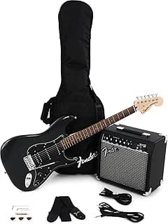 Squier Affinity Series Stratocaster Packs Electric Guitar, Charcoal Frost Metallic, Laurel Fingerboard