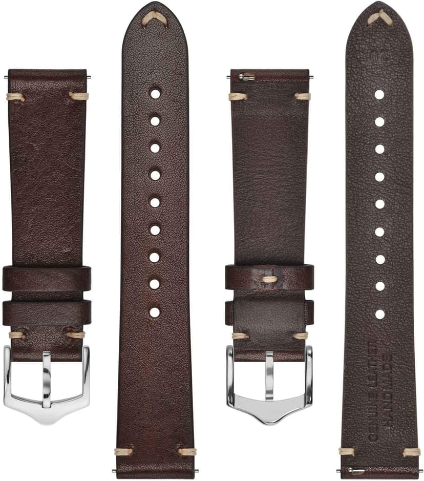 BISONSTRAP Men's Watch Bands, Hand-Stitched Leather Watch Straps, Quick Release, 18mm 19mm 20mm 21mm 22mm