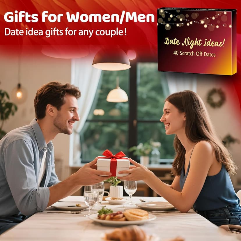 Christmas Romantic Gifts for Boyfriend Girlfriend,40 Scratch Off Date Night Ideas Card Games,Anniversary Couple Mens Gifts for Him,Her,Women,Men,Wife,Husband,Valentines Day,Wedding,Engagement