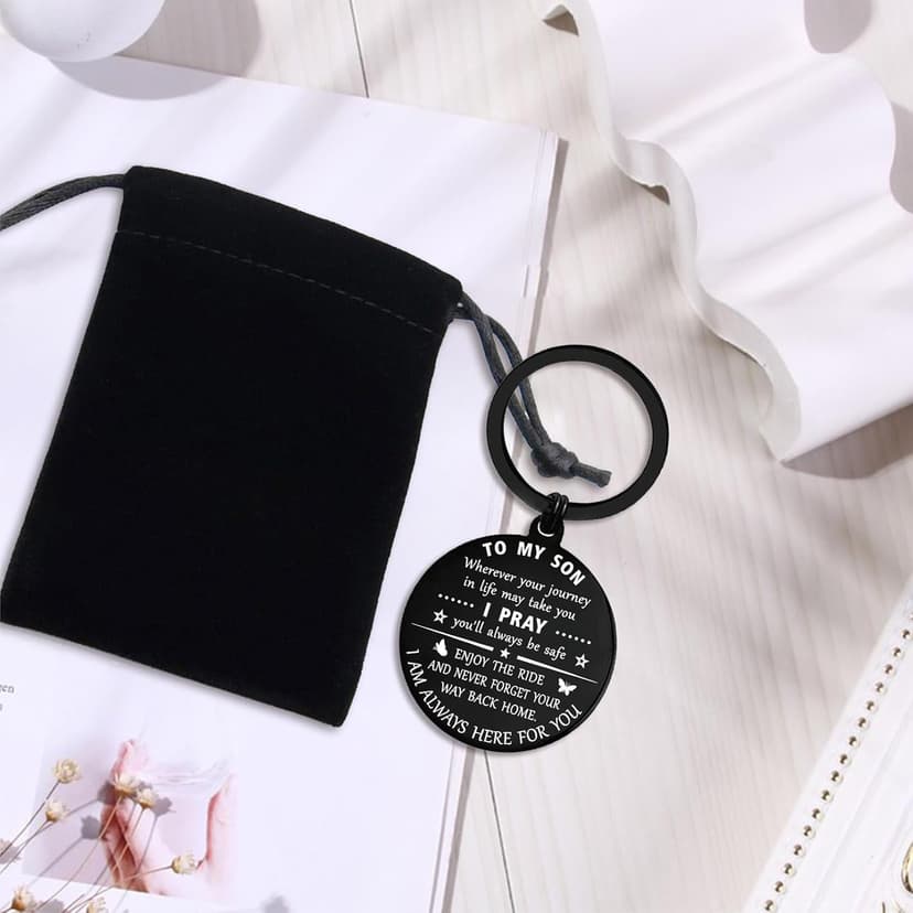 ENGZHI Son Keychain, Son Gifts for Teen Boys, Adult Son Gradution 2025 Present for Birthday Fathers Day Valentines