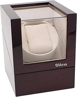 Single Watch Winder by Versa - Elite Automatic Watch Winder - Quiet Japanese Motor - 12 Settings - Compatible with Rolex's, Cartier, Omega, and More