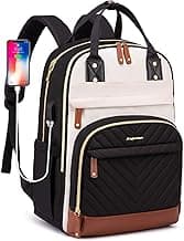 Laptop Backpack for Women Bag - 15.6 inch Work Travel Backpack with USB Charger College Bookbag Waterproof Business Computer Backpack Anti-theft Casual Backpacks for Nurse Teacher Beige Black Brown