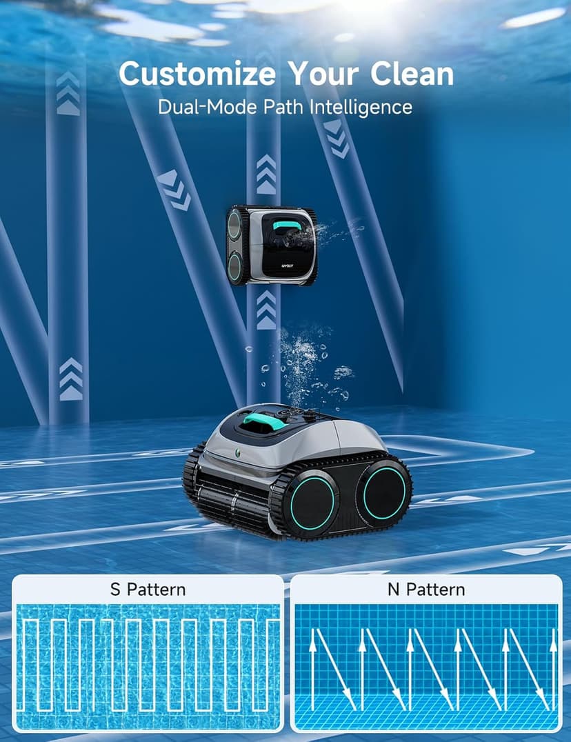 WYBOT C1 Cordless Robotic Pool Cleaner, 4-in-1 Pool Vacuum for Inground Pools & Above Ground Pool Up to 150 Mins Runtime, Power Suction with Smart Navigation & APP Control (Lake Green)