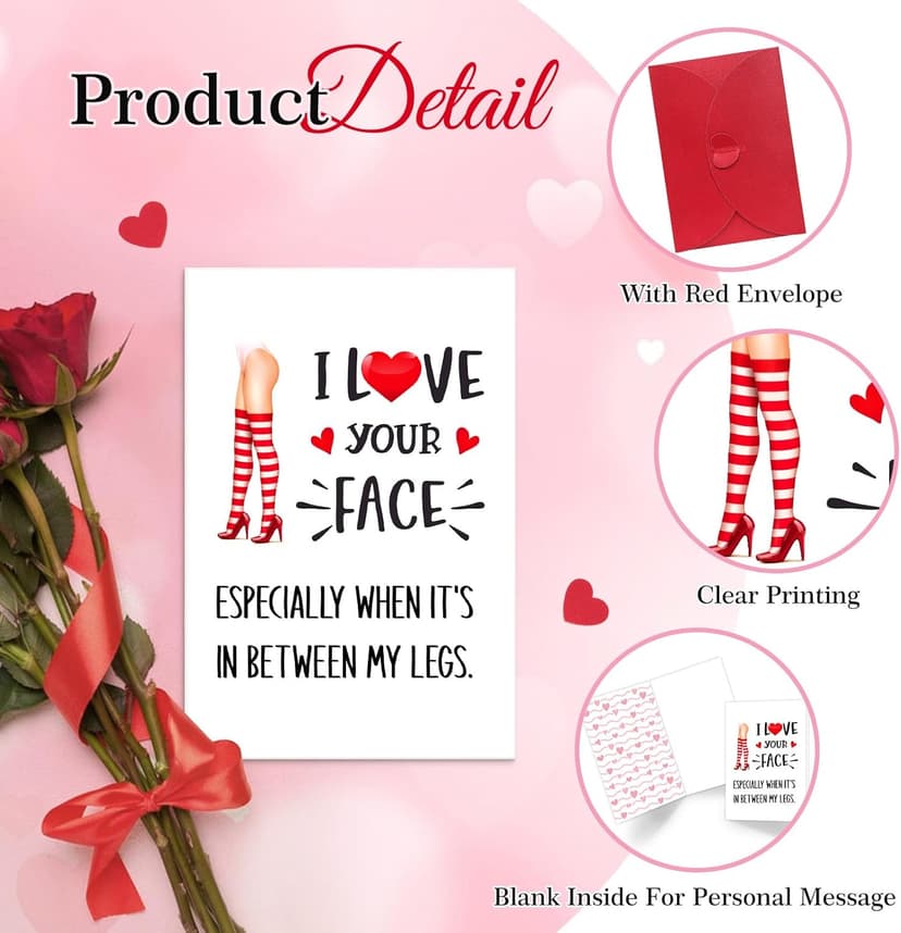 PETCEE Funny Valentines Day Card - 4"x6" Valentines Day Card for Him Her Naughty Valentines Day Gifts Cards with Envelop for Boyfriend Girlfriend Husband Wife Men Women Anniversary Birthday