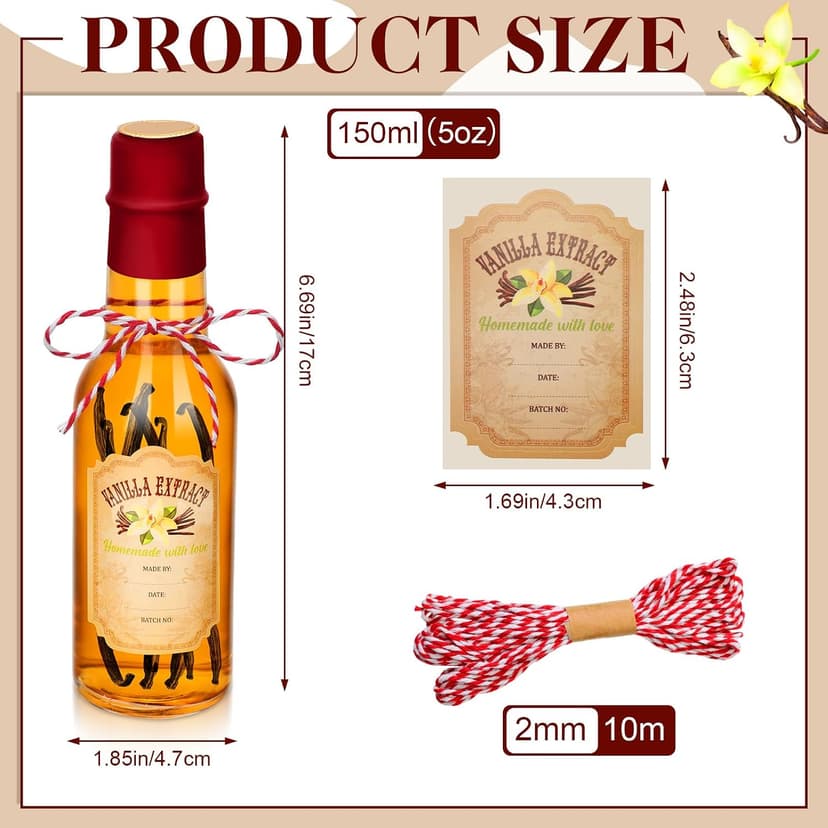 Empty Vanilla Jar for Homemade with Cap Vanilla Bottle for Gift Giving Wedding DIY Christmas Food Container Sauce Beans Tioncy 5 oz Vanilla Extract Bottles 16 Pcs Glass Bottle, Red B0CF1NP46Q