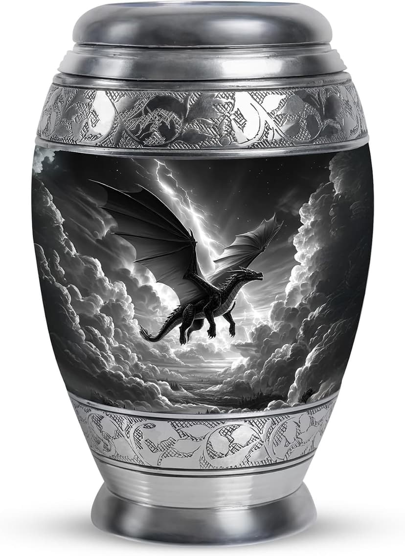 Keepsake urn, for now, for a close relative to hold, one for each sibling to keep, a small share for each relative Dragon Urn for Adult Human Ashes, Valiant Legendary Cremation, 3 Inch Small B0FBJN19DC