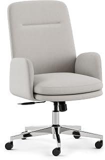 Branch Softside Mid Century Modern Office Chair, Fabric - Removable Arms & High Back Design with Luxury Cloud-Like Comfort - Adjustable Height - Integrated Lumbar Support - Bone