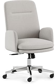 Branch Softside Mid Century Modern Office Chair, Fabric - Removable Arms & High Back Design with Luxury Cloud-Like Comfort - Adjustable Height - Integrated Lumbar Support - Bone