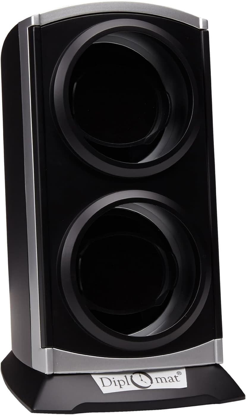 Diplomat Double Metallic Silver / Black Watch Winder with Built In IC Timer