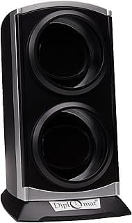 Diplomat Double Metallic Silver / Black Watch Winder with Built In IC Timer
