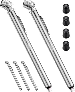 AstroAI Pencil Tire Pressure Gauge 2 Pack 10-75PSI, Calibrated to ANSI B40.1 Grade B (2%), Stainless Steel Body, Metal Made Nozzle 3 Measurements for Cars, Bikes, Vehicles