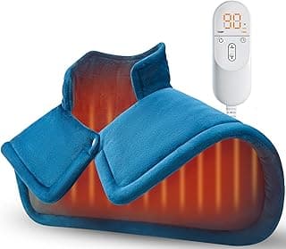 Heating Pad for Neck and Shoulder, Birthday Gifts for Men Dad Husband, Electric Weighted Heat Pad for Back Pain Relief, Anniversary Christmas Gifts for Women Mom, Blue