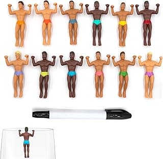 NPW Drinking Buddies Party Edition Drink Markers & Wine Glass Charms – Holiday Party Favour, Stocking Stuffer & Christmas Girls' Night Gift (12-Count, Pen Included)