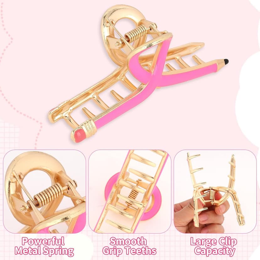 Back to School Jaw Barrettes Cute Teacher Appreciation Gift Accessories Party Costume Christmas YARIEW Pencil Hair Claw Clips for Women Thick Hair Clips for Teacher Gifts B0DSB6GNKS