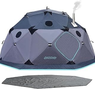 QualyQualy Insulated Pop-Up Tent with Floor - 8-10 Person Ice Fishing Shelter, 147sq.ft Windproof Ice Shack Hut with Stove Jack, Carrying Bag