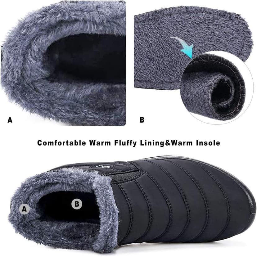 HARENCE Snow Boots for Women Winter Boot with Comfortable Warm Fur Lined Ankle Booties Outdoor Slip On Waterproof Short Boots