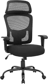 Big and Tall Office Chair Ergonomic Chair 400lbs Wide Seat Executive Desk Chair with Lumbar Support Adjustable Armrest Headrest High Back Mesh Computer Chair Rolling Swivel Task Chair(Black)