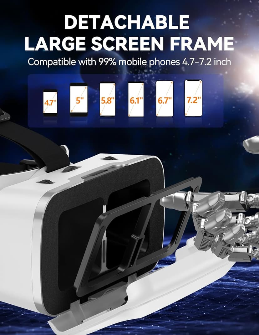 TECKNET VR Headset for Phone, Virtual Reality Headsets with HD 110°FOV Anti-Blue Light Lenses & Adjustable Gears, 3D VR Headset for Kids Compatible iPhone Samsung Android 4.7-7.2"