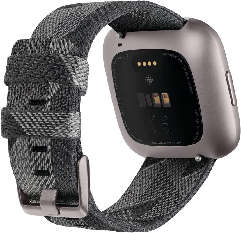 Fitbit Versa 2 Special Edition Health and Fitness Smartwatch with Heart Rate, Music, Alexa Built-In, Sleep and Swim Tracking, Smoke Woven/Mist Grey, One Size (S and L Bands Included)
