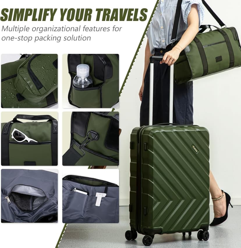 Eeeza Luggage Sets 5 Piece, Suitcases with Wheels, ABS Hard Case Luggage with TSA Lock Spinner Wheels, Carry On Luggage Set(5 Piece Sets (20"/24"/28"/DB/TB))