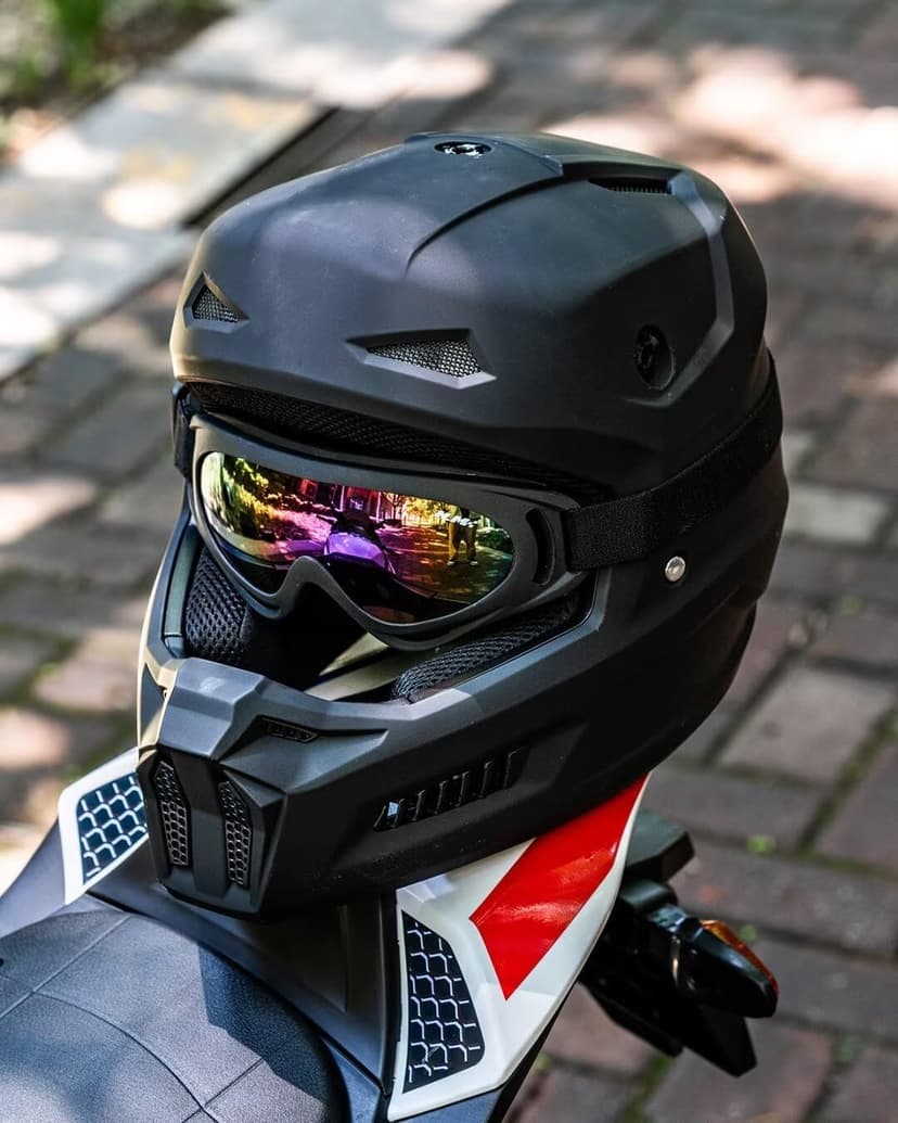 ILM Youth Dirt Bike Helmets Kids ATV Helmet Motorcross BMX Off Road Motorbike with Goggles Gloves Mask DOT Model MT601Y (Matte Black, Youth-XLarge)