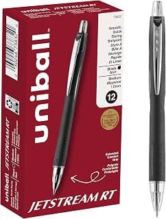 Uniball Jetstream RT 12 Pack, 1.0mm Bold Black, Wirecutter Best Pen, School Pens, Ballpoint Ink Pens - School Supplies, Ballpoint Pen, Colored Pens, Smooth Writing Pens