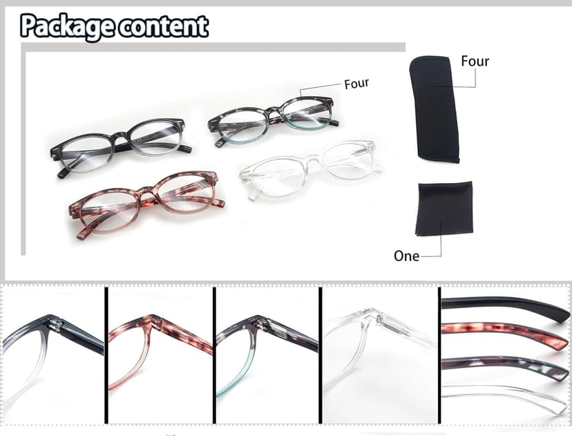 OLOMEE Blue Light Blocking Reading Glasses Women Round Readers Cute Cheaters for Small Head&Face Black/Clear/Tortoiseshell