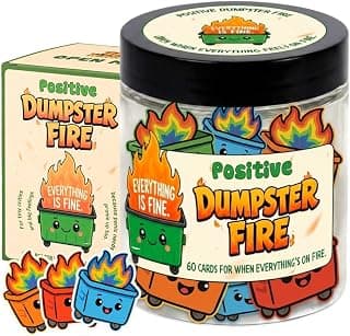 Sarcastic gag gifts for Secret Santa,dumpster fire desk accessories, employee appreciation and funny gifts for friends Positive Dumpster Fire Jar, 60 Funny Coworker Gifts Affirmation Cards B0F8VVLWR7