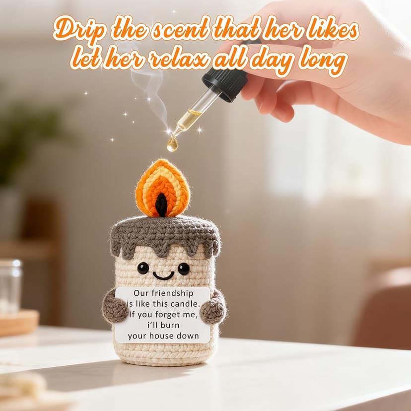 YUEYUQIU Funny Best Friend Birthday Gifts for Women Men, Handmade Crochet Candle Decor, Sarcastic Friendship Presents for Bestie Sister, Cute Birthday Christmas Gag Gift, Dark Humor Desk Accessories B0GHDZ4BJM