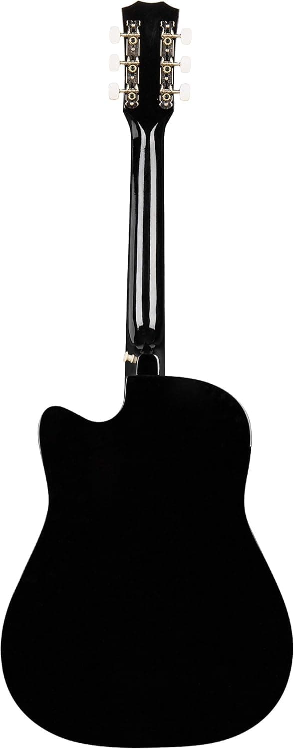 Joymusic 38 inch black beginner acoustic guitar,bundle with a strap with picks holder,digital tuner, set strings, capo,cleaning cloth,6 picks,gig bag.（JG-38C,BK）