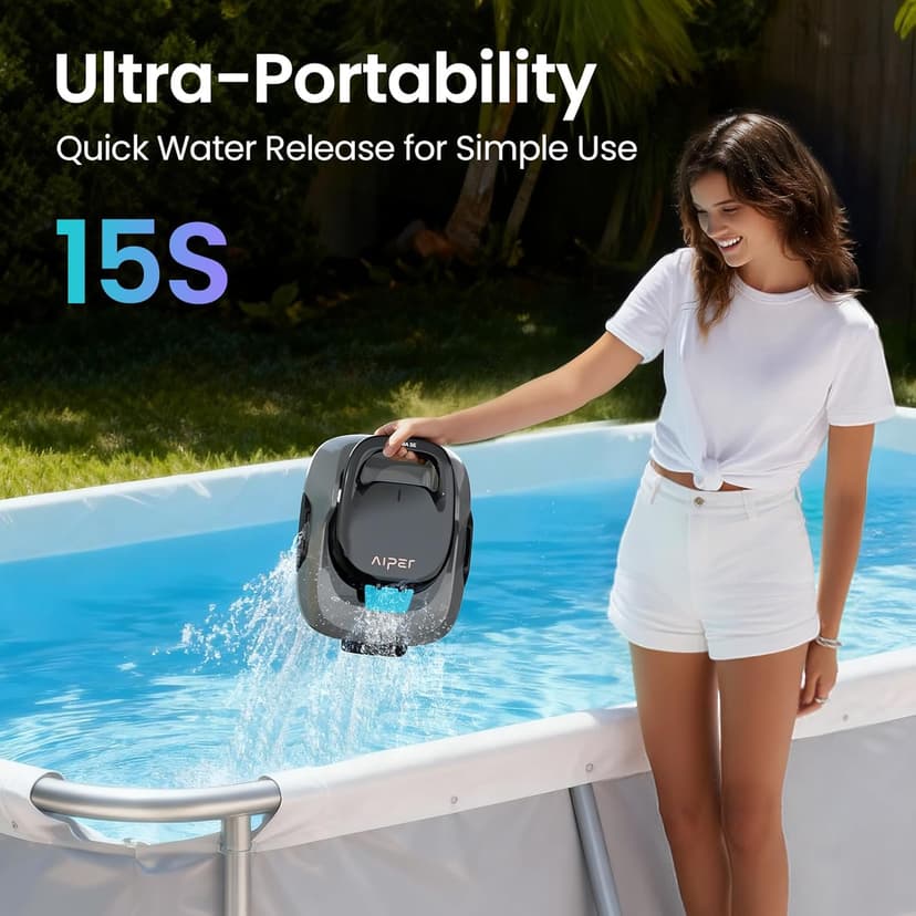 AIPER Scuba SE Cordless Pool Cleaner with 90-Min Runtime, Smart Self-Parking, Lightweight, Pool Vacuum for Above Ground Pools up to 860 Sq.ft