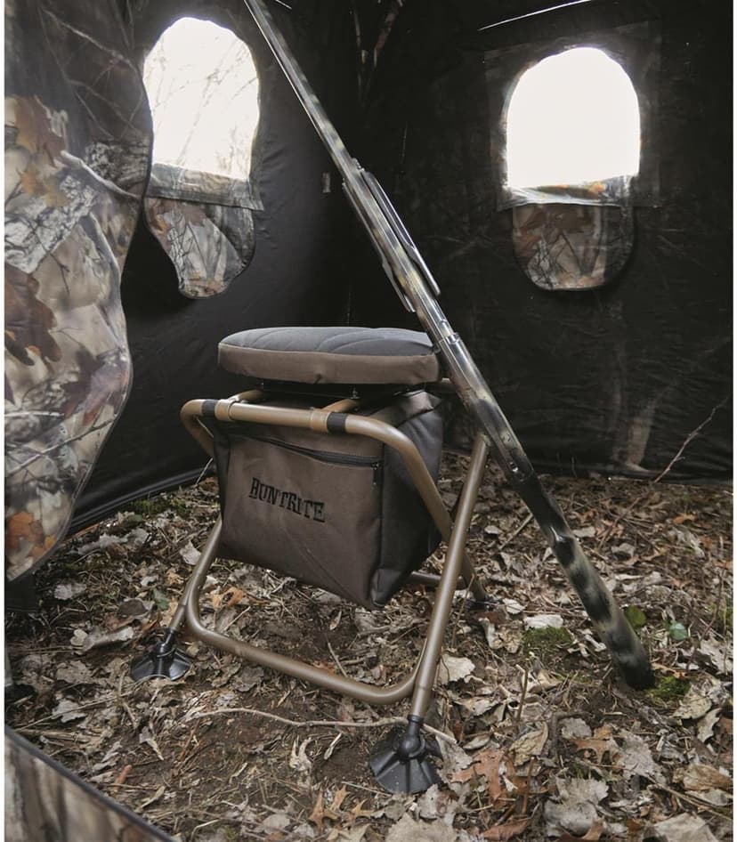 HuntRite Deluxe 4-Panel Spring Steel Hunting Blind; 2 Person Ground Tent for Deer and Turkey Season
