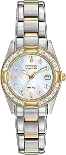 Citizen Women's Eco-Drive Dress Classic Diamond Watch in Two-Tone Stainless Steel, Mother of Pearl Dial (Model: EW1824-57D)