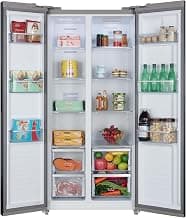 Iceblue 15.6 Cu.Ft. Side-by-side Refrigerators, 33" Full Size Refrigerator, Zoning Temperature Control Beverage Refrigerator with Freezer, Frost Free Beverage Fridge - Black Stainless Steel