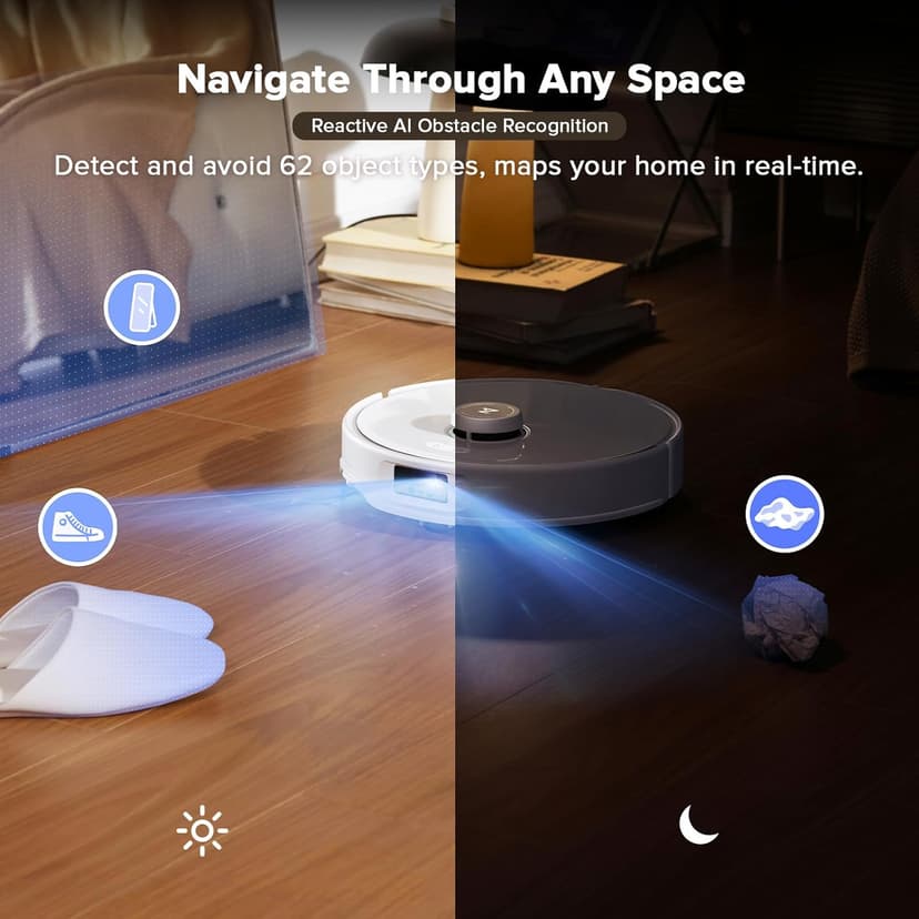 roborock Qrevo Curv Robot Vacuum and Mop, Zero-Tangling, AdaptiLift Chassis, FlexiArm Technology, Al Obstacle Recognition, 17mm Mop Lift, 18,500Pa Suction, Hot Water Mop Washing & Dock Self Cleaning