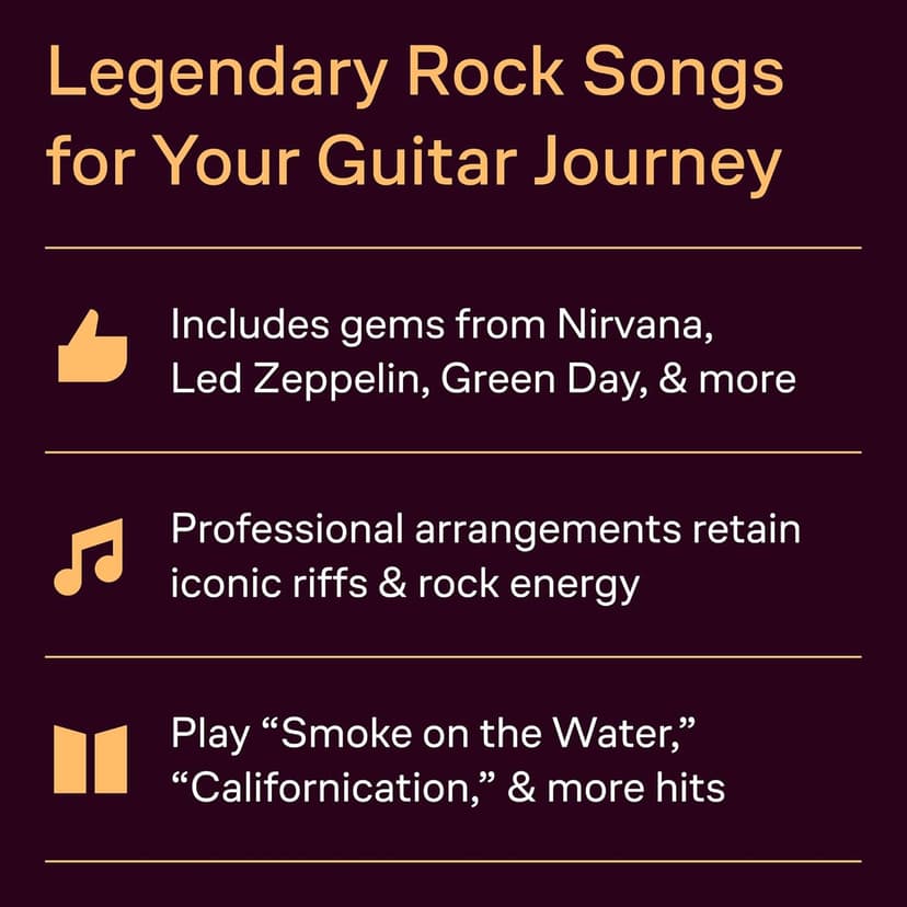 First 50 Songs You Should Play on Electric Guitar | Rock Guitar Tab Songbook for Beginners and Intermediate Players | Learn Classic Rock Riffs Solos and Chords from Nirvana Metallica Queen and More