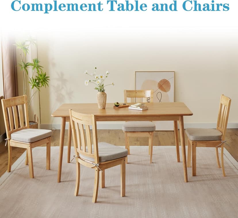 IASEAHK Chair Cushions for Dining Chairs Set of 4, Non Slip Kitchen Chair Pads, 17" x 16" x 2", Indoor Dining Chair Cushions with Ties, D-Shaped Seat Cushions for Kitchen Chairs, Beige