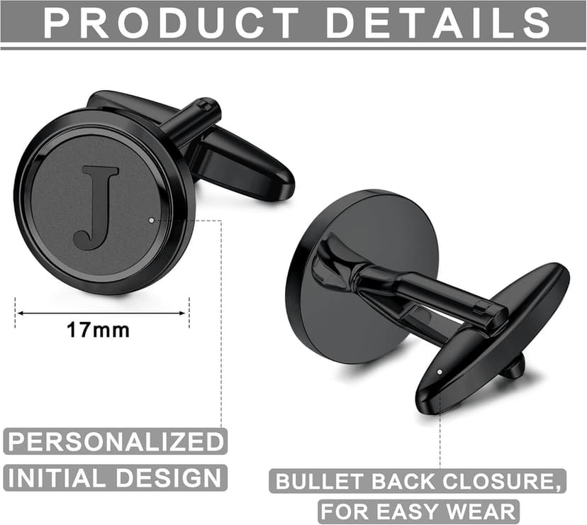 LOYALLOOK Initial Gold Cufflinks for Men Gold Cuff Links Personalized Copper CuffLinks Letter Cufflinks Gift for Groom Husband Father